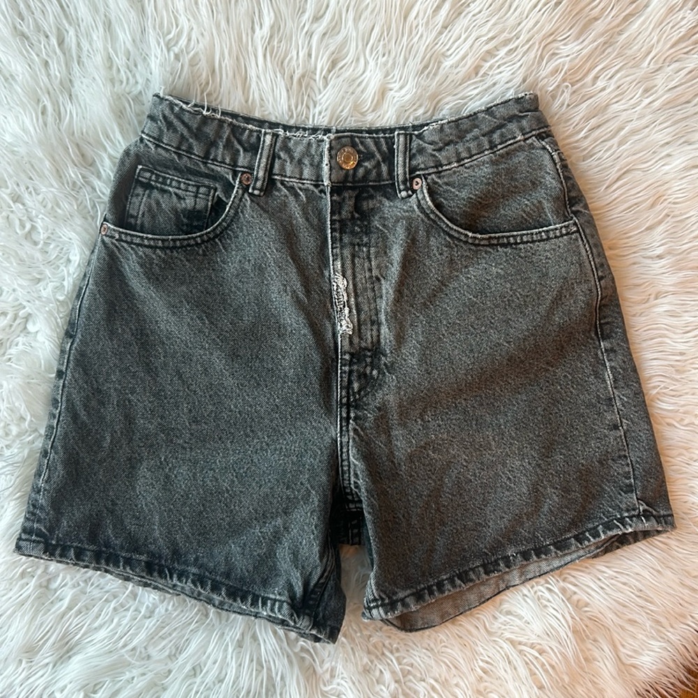 Zara Distressed Black Jean Shorts